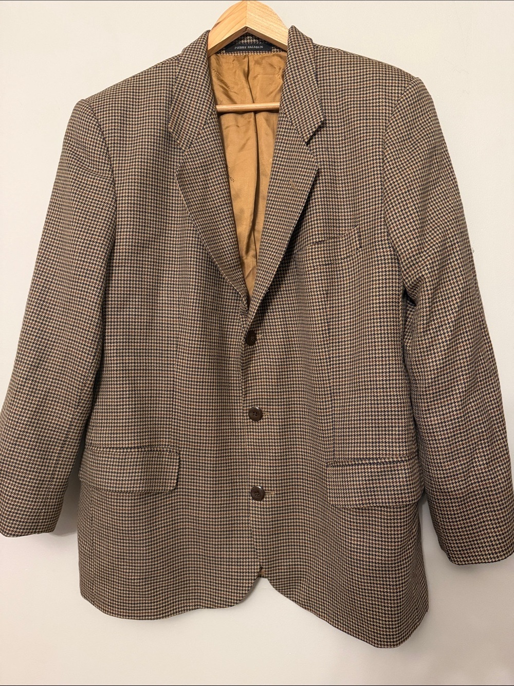 Vintage Pierre Balmain Monsieur Houndstooth Blazer 3-Button Sport Coat 42R